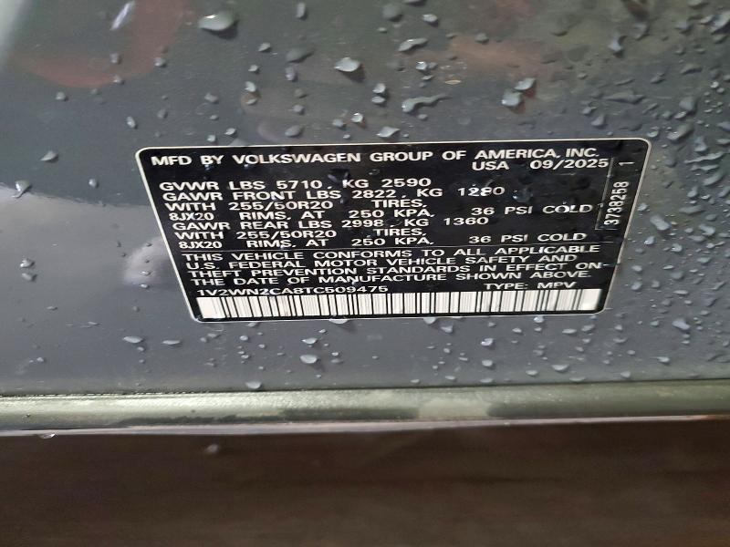 2026 Volkswagen Atlas მანქანა იყიდება აუქციონზე, vin: 1V2WN2CA8TC509475, აუქციონის ნომერი: 56873696