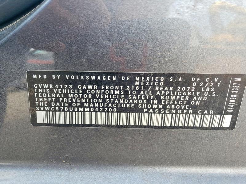 56644116 :رقم المزاد ، 3VWC57BU8MM042200 vin ، 2021 Volkswagen Jetta مزاد بيع