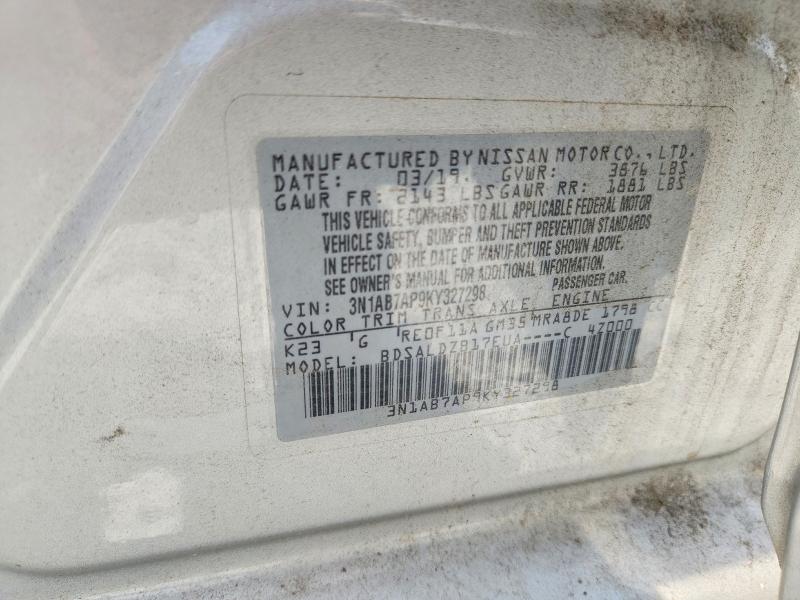 2019 Nissan Sentra მანქანა იყიდება აუქციონზე, vin: 3N1AB7AP9KY327298, აუქციონის ნომერი: 58754946