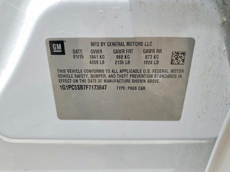 2015 Chevrolet Cruze მანქანა იყიდება აუქციონზე, vin: 1G1PC5SB7F7173847, აუქციონის ნომერი: 58770586