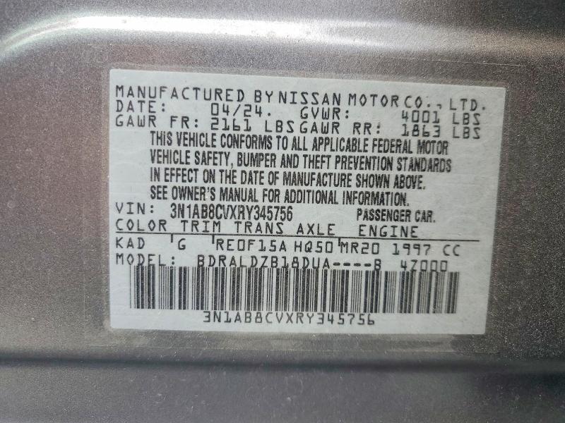 Продажа на аукционе авто 2024 Nissan Sentra, vin: 3N1AB8CVXRY345756, номер лота: 56076606