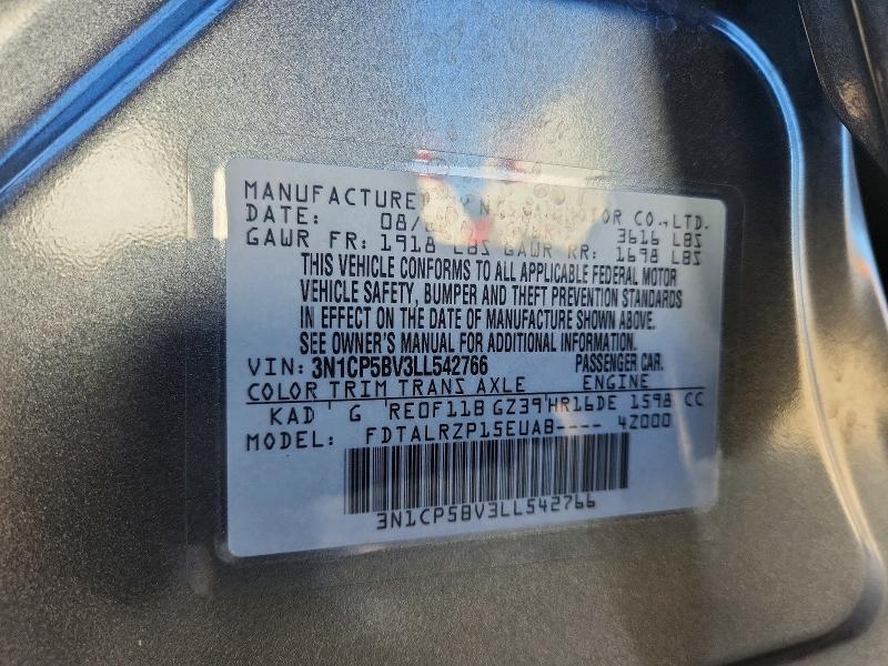 Продаж на аукціоні авто 2020 Nissan Kicks, vin: 3N1CP5BV3LL542766, номер лоту: 58317456