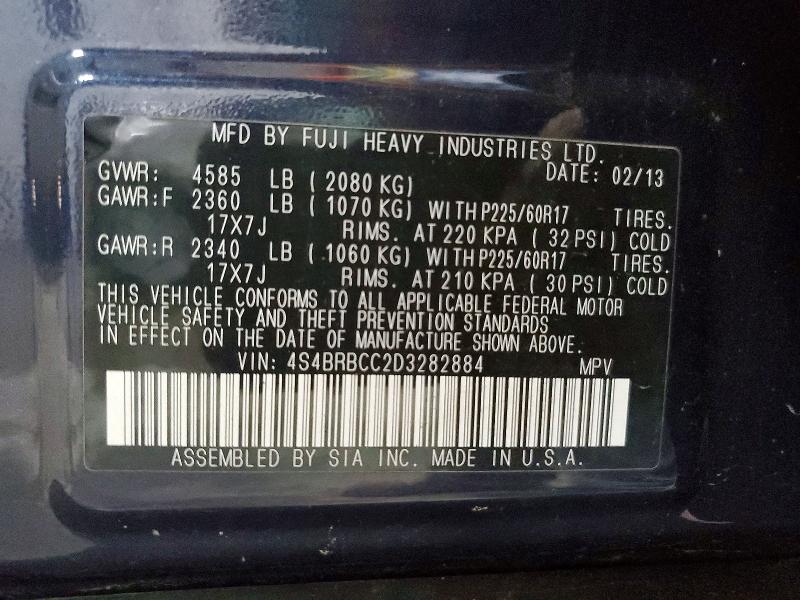 56495846 :رقم المزاد ، 4S4BRBCC2D3282884 vin ، 2013 Subaru Outback مزاد بيع