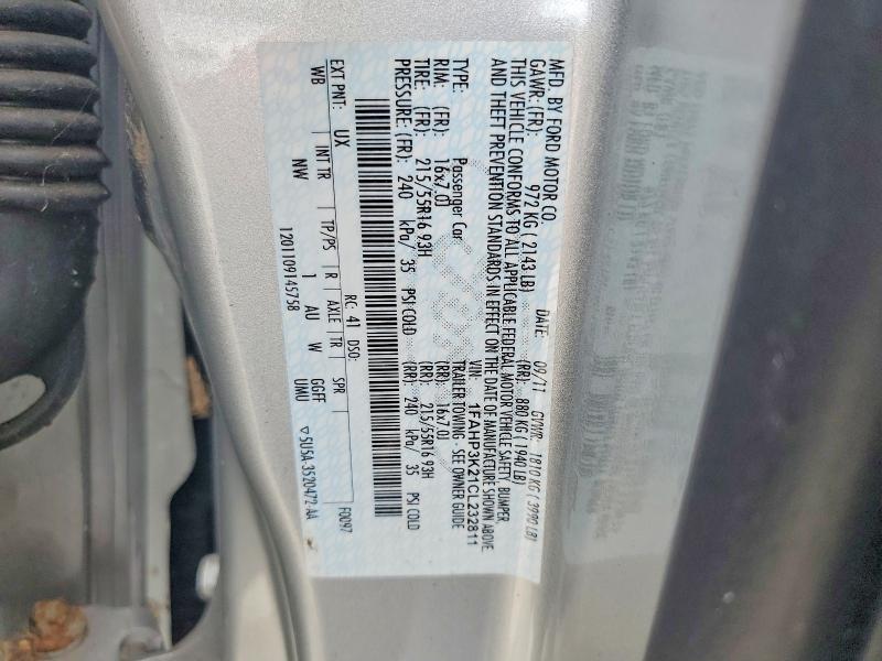2012 Ford Focus მანქანა იყიდება აუქციონზე, vin: 1FAHP3K21CL232811, აუქციონის ნომერი: 58832266