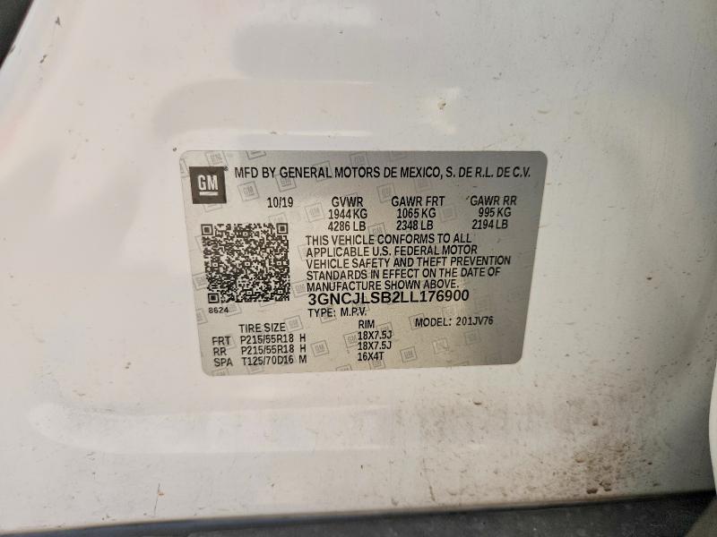 85604675 :رقم المزاد ، 3GNCJLSB2LL176900 vin ، 2020 Chevrolet Trax مزاد بيع