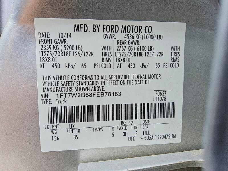 Aukcja sprzedaży 2015 Ford F250, vin: 1FT7W2B68FEB78163, numer aukcji: 57964686