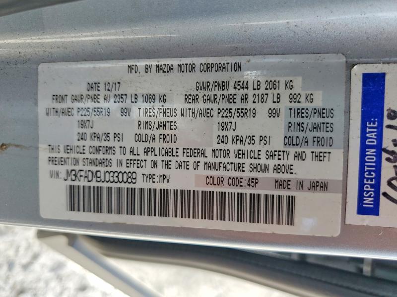 2018 Mazda Cx-5 მანქანა იყიდება აუქციონზე, vin: JM3KFADM9J0330089, აუქციონის ნომერი: 58371506