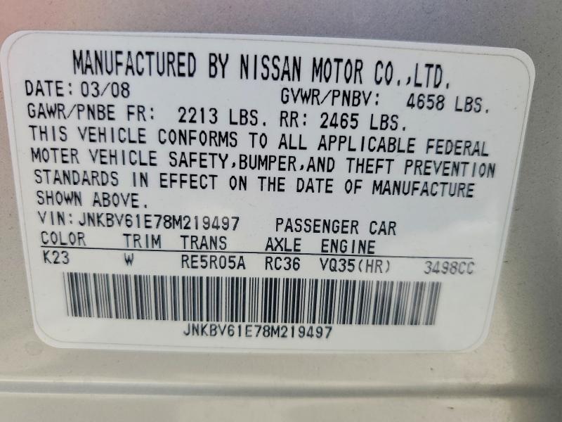 Продажа на аукционе авто 2008 Infiniti G35, vin: JNKBV61E78M219497, номер лота: 57328596