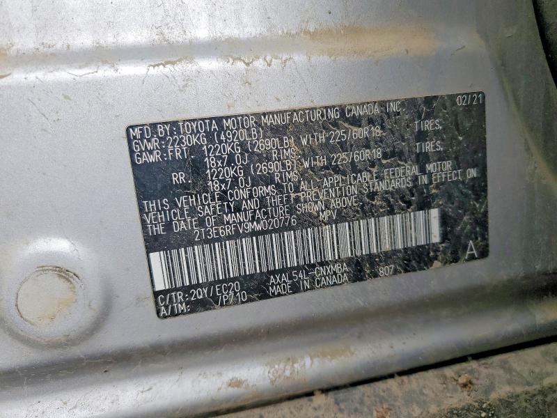 55803816 :رقم المزاد ، 2T3E6RFV9MW020776 vin ، 2021 Toyota Rav4 مزاد بيع