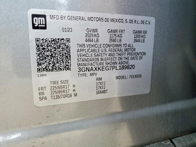 59069866 :رقم المزاد ، 3GNAXKEG7PL189820 vin ، 2023 Chevrolet Equinox مزاد بيع