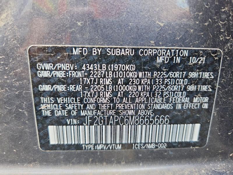 Продаж на аукціоні авто 2021 Subaru Crosstrek, vin: JF2GTAPC6M8665666, номер лоту: 56234216