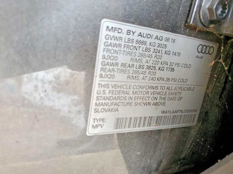 Продажа на аукционе авто 2018 Audi Q7, vin: WA1LAAF76JD050099, номер лота: 57244066
