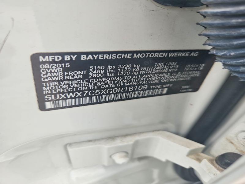 57388476 :رقم المزاد ، 5UXWX7C5XG0R18109 vin ، 2016 Bmw X3 مزاد بيع