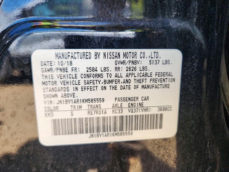 Aukcja sprzedaży 2019 Infiniti Q70, vin: JN1BY1AR1KM585559, numer aukcji: 54650656