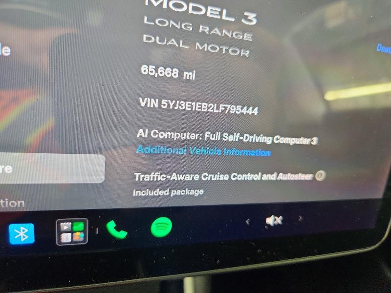 Aukcja sprzedaży 2020 Tesla Model 3, vin: 5YJ3E1EB2LF795444, numer aukcji: 56287996