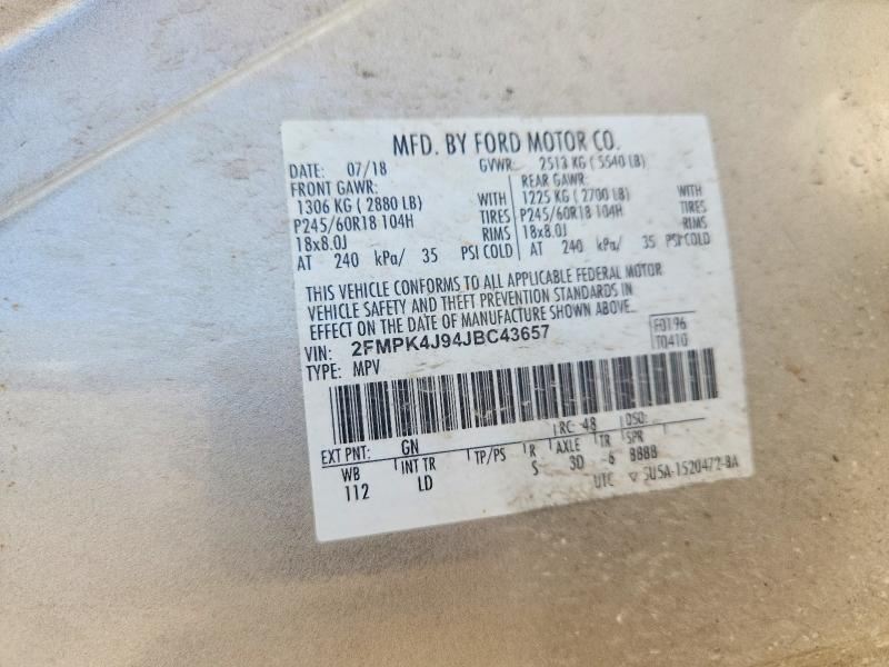 Продажа на аукционе авто 2018 Ford Edge, vin: 2FMPK4J94JBC43657, номер лота: 56956126