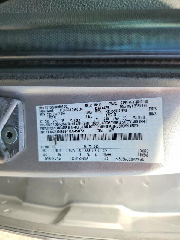 Auction sale of the 2015 Ford Escape, vin: 1FMCU9G99FUA45073, lot number: 56872626