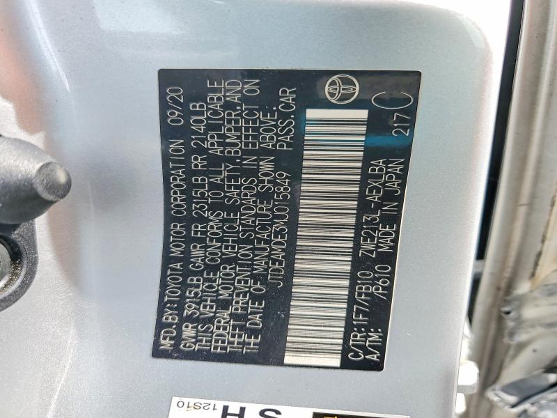 Aukcja sprzedaży 2021 Toyota Corolla, vin: JTDEAMDE3MJ015849, numer aukcji: 55947406