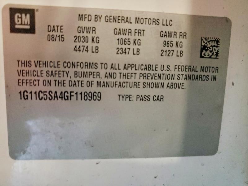 2016 Chevrolet Malibu Limited მანქანა იყიდება აუქციონზე, vin: 1G11C5SA4GF118969, აუქციონის ნომერი: 58024856