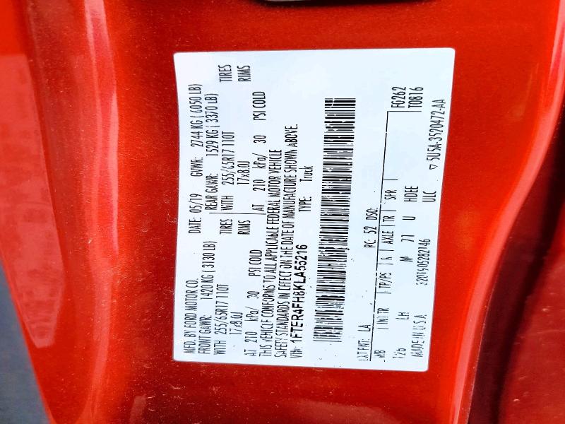 Продажа на аукционе авто 2019 Ford Ranger, vin: 1FTER4FH8KLA55216, номер лота: 54551806