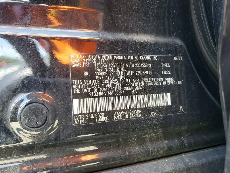 Продажа на аукционе авто 2021 Toyota Rav4, vin: 2T3J1RFV0MW193857, номер лота: 55303826