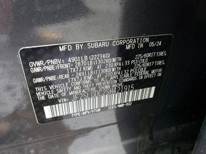 56943516 :رقم المزاد ، JF2SLDDC2SH421915 vin ، 2025 Subaru Forester مزاد بيع