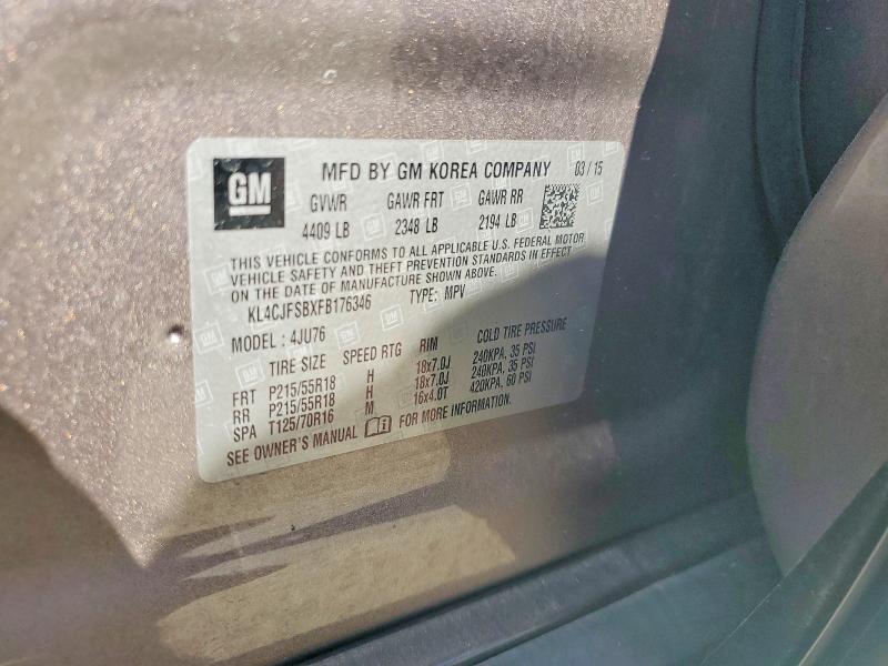 Продажа на аукционе авто 2015 Buick Encore, vin: KL4CJFSBXFB176346, номер лота: 55937866