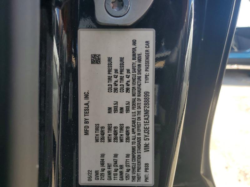 Продажа на аукционе авто 2022 Tesla Model 3, vin: 5YJ3E1EA3NF288899, номер лота: 56722156