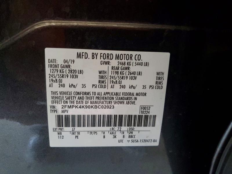 Aukcja sprzedaży 2019 Ford Edge, vin: 2FMPK4K90KBC02023, numer aukcji: 58638736
