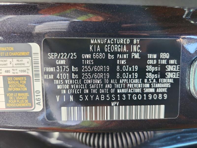 Aukcja sprzedaży 2026 Kia Ev9, vin: 5XYAB5S13TG019089, numer aukcji: 56544816