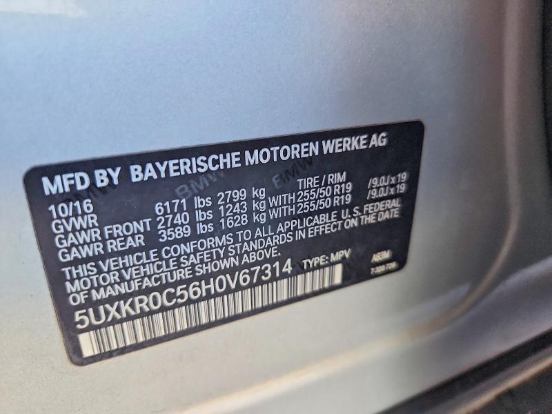 2017 Bmw X5 მანქანა იყიდება აუქციონზე, vin: 5UXKR0C56H0V67314, აუქციონის ნომერი: 56949786