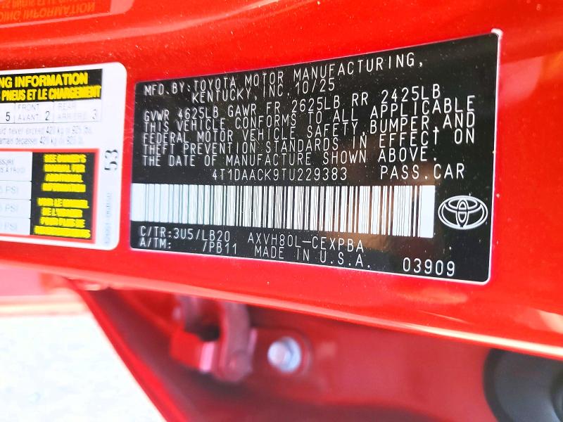 Продаж на аукціоні авто 2026 Toyota Camry, vin: 4T1DAACK9TU229383, номер лоту: 55796176
