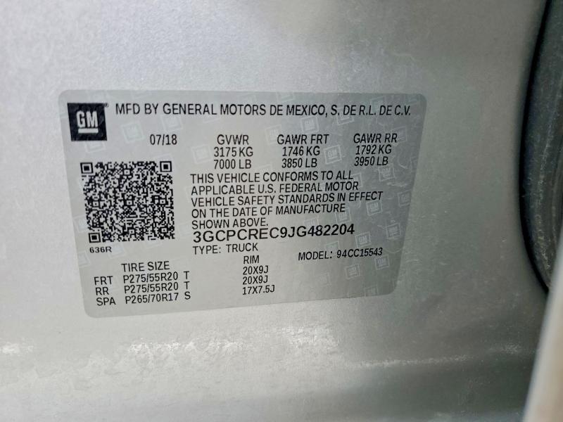 Продажа на аукционе авто 2018 Chevrolet Silverado, vin: 3GCPCREC9JG482204, номер лота: 55740526