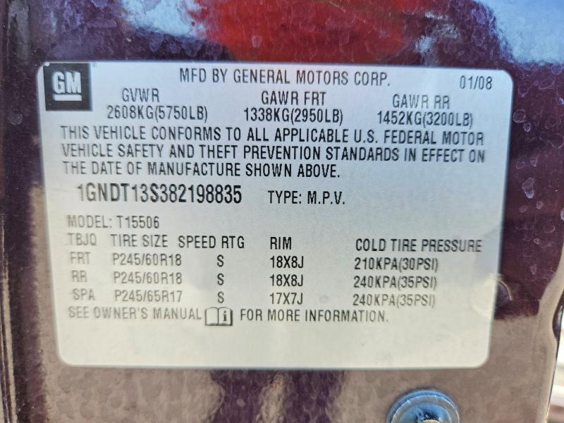 Продаж на аукціоні авто 2008 Chevrolet Trailblazer, vin: 1GNDT13S382198835, номер лоту: 85967755