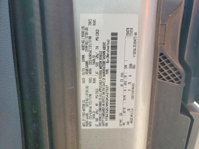 Aukcja sprzedaży 2016 Ford Transit, vin: 1FBZX2CM5GKA27937, numer aukcji: 57524636