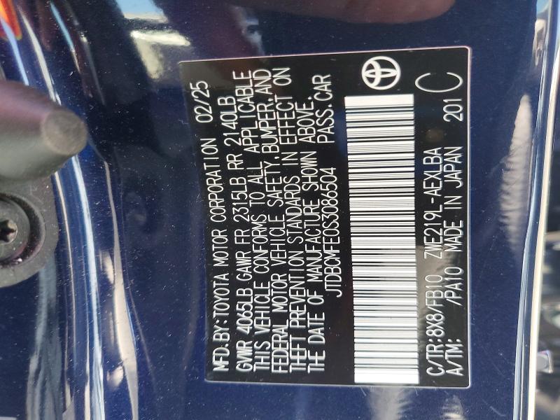 Продажа на аукционе авто 2025 Toyota Corolla Hybrid, vin: JTDBCMFE0S3086504, номер лота: 58662946