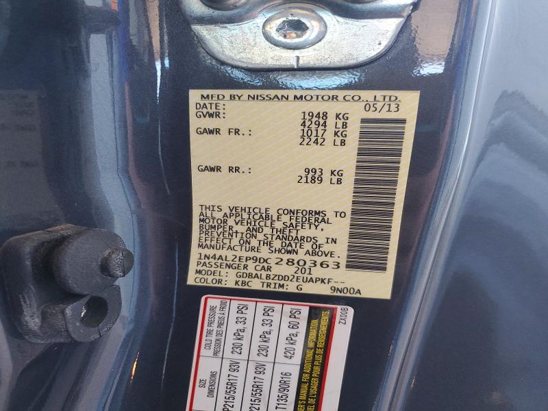56091636 :رقم المزاد ، 1N4AL2EP9DC280363 vin ، 2013 Nissan Altima مزاد بيع