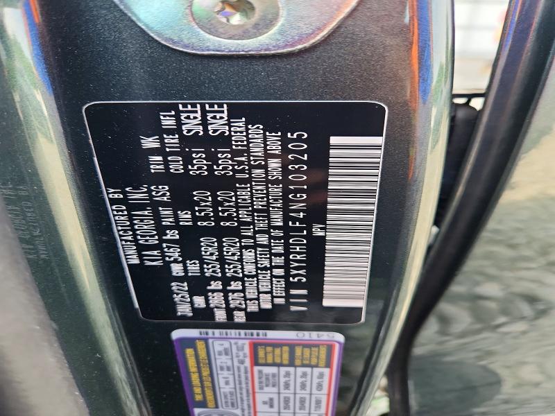 56838506 :رقم المزاد ، 5XYRHDLF4NG103205 vin ، 2022 Kia Sorento مزاد بيع
