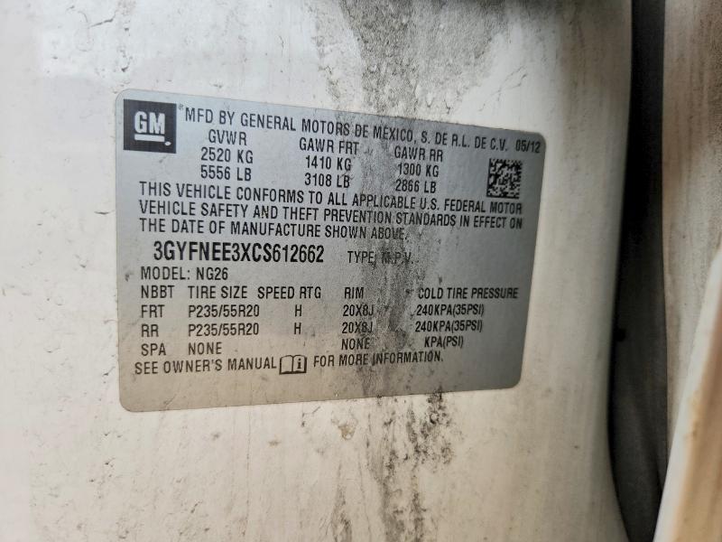 55517626 :رقم المزاد ، 3GYFNEE3XCS612662 vin ، 2012 Cadillac Srx مزاد بيع