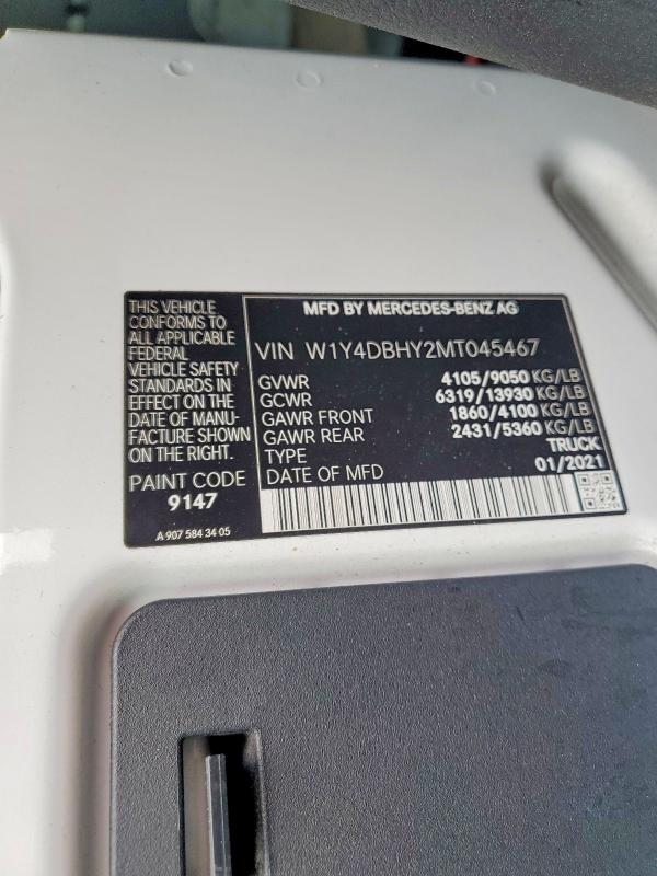 57910576 :رقم المزاد ، W1Y4DBHY2MT045467 vin ، 2021 Mercedes-benz Sprinter مزاد بيع
