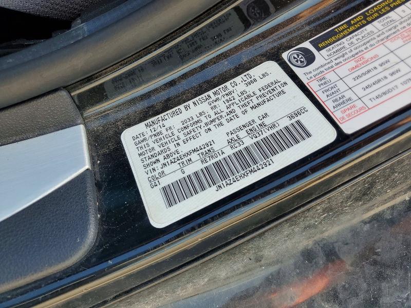 2015 Nissan 370z მანქანა იყიდება აუქციონზე, vin: JN1AZ4EHXFM442921, აუქციონის ნომერი: 55957076