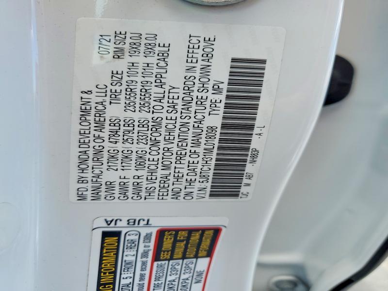 2021 Acura Rdx მანქანა იყიდება აუქციონზე, vin: 5J8TC1H31ML018098, აუქციონის ნომერი: 58914036