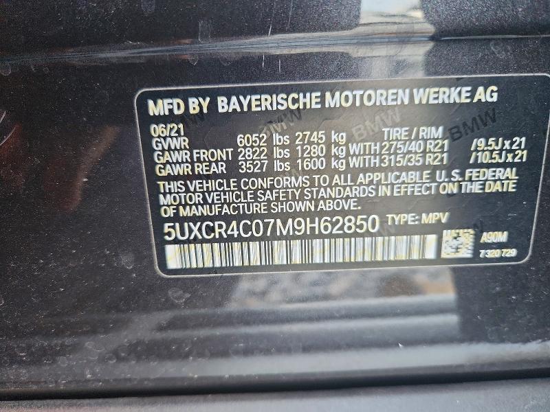 Aukcja sprzedaży 2021 Bmw X5, vin: 5UXCR4C07M9H62850, numer aukcji: 58361376