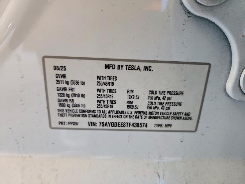 2026 Tesla Model Y მანქანა იყიდება აუქციონზე, vin: 7SAYGDEE8TF438574, აუქციონის ნომერი: 56983066
