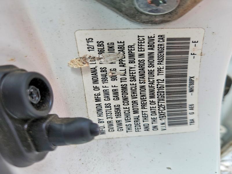 Aukcja sprzedaży 2016 Honda Civic, vin: 19XFC2F7XGE016712, numer aukcji: 57690066