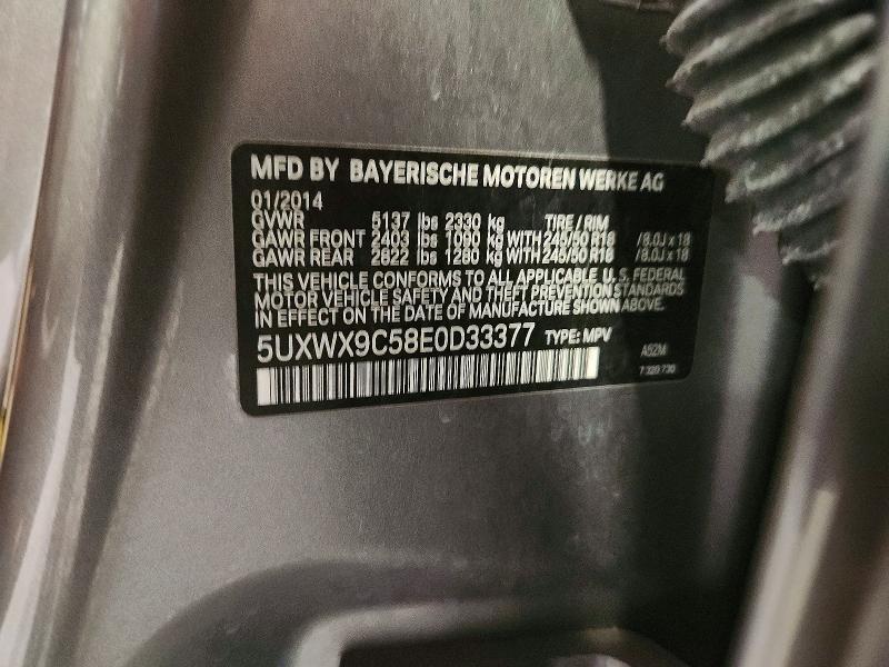 58403746 :رقم المزاد ، 5UXWX9C58E0D33377 vin ، 2014 Bmw X3 مزاد بيع