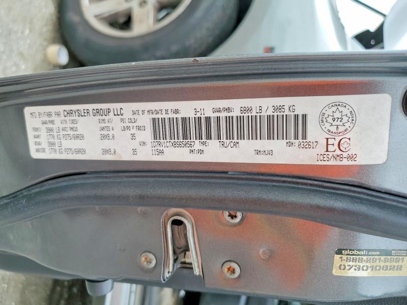 56000046 :رقم المزاد ، 1D7RV1CTXBS650567 vin ، 2011 Dodge Ram 1500 مزاد بيع