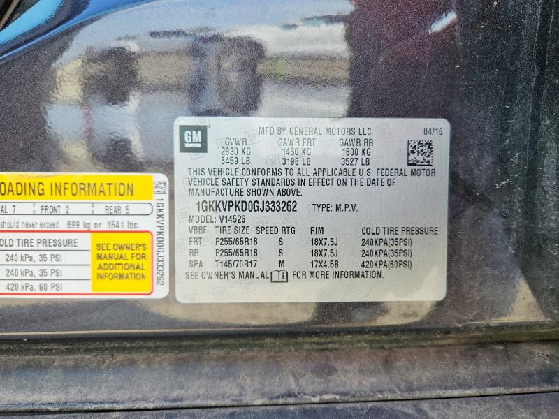 Aukcja sprzedaży 2016 Gmc Acadia, vin: 1GKKVPKD0GJ333262, numer aukcji: 54800956