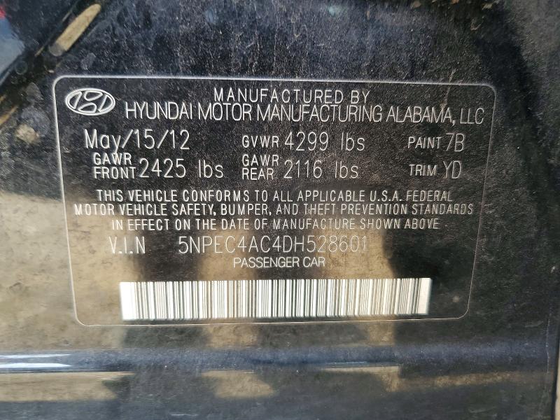 Aukcja sprzedaży 2013 Hyundai Sonata, vin: 5NPEC4AC4DH528601, numer aukcji: 55807266