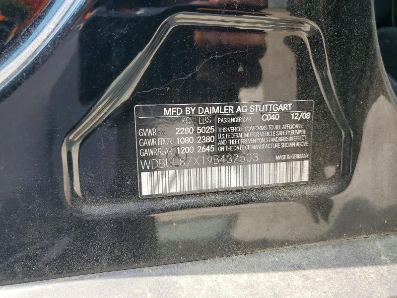 56322096 :رقم المزاد ، WDBUF87X19B432503 vin ، 2009 Mercedes-benz E مزاد بيع